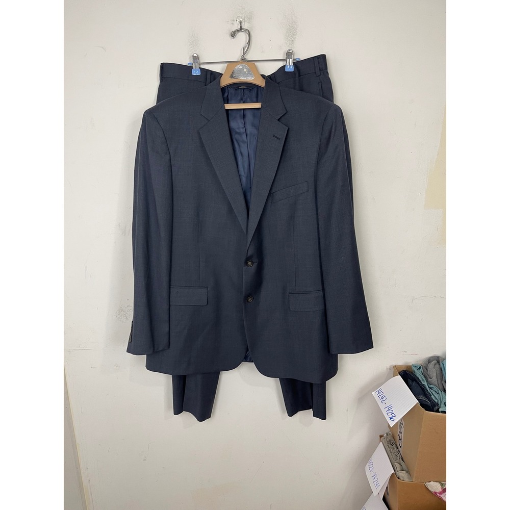 Brooks Brothers 346 Madison Fit Wool Suit Charcoal Gray‎ Windowpane 48L W40 L31